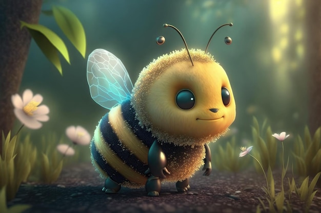 Una abeja con alas que dicen abeja en ella