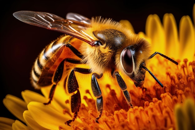 Foto la abeja colecta néctar en la ia generativa de las flores