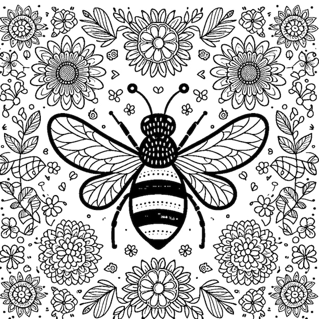 abeja dibujada a mano