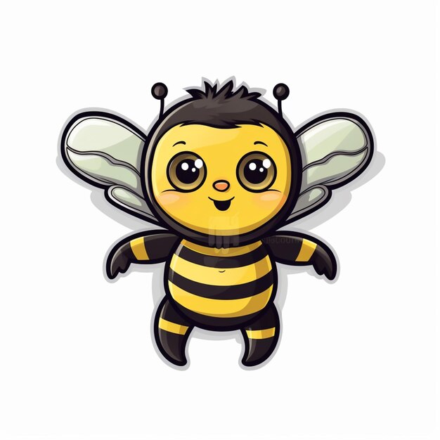 abeja de dibujos animados con ojos grandes y un cuerpo negro y amarillo generativo ai