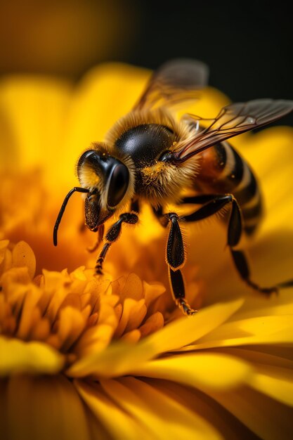 una abeja está sentada en una flor