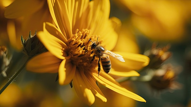 abeja en flor amarilla