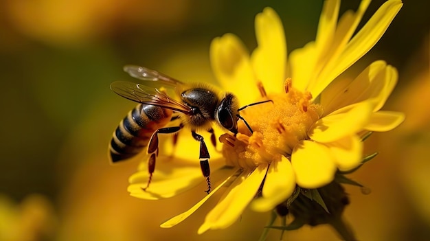 abeja en flor amarilla