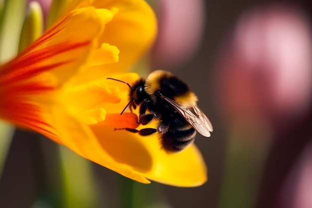 abeja en flor amarilla