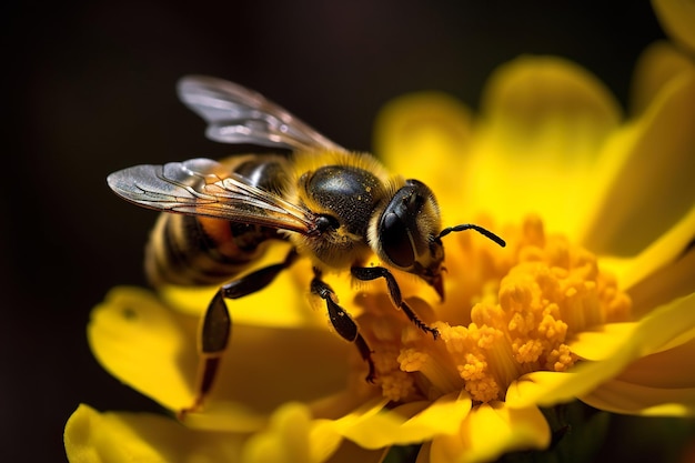 abeja en flor amarilla