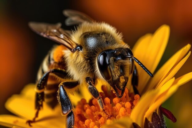 Abeja en flor generativa ai