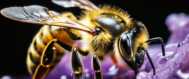 abeja en una flor morada imagen generada por IA