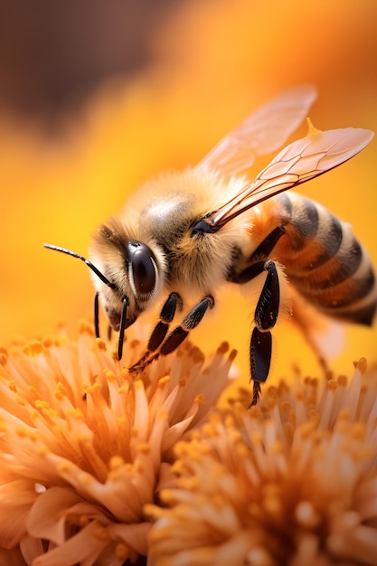 Foto una abeja en una flor con la palabra miel.