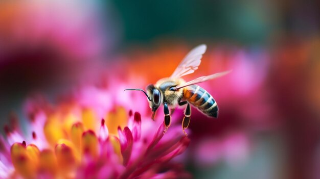 abeja en flor rosa