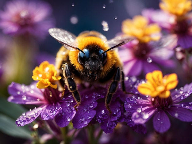 en una abeja de flor