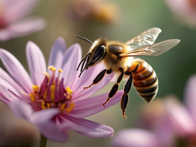 Una abeja en las flores silvestres