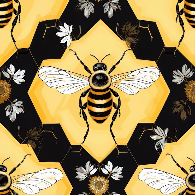 una abeja con un fondo amarillo y la abeja con un fondo amarillo