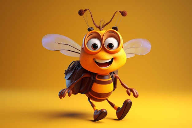 Una abeja con una gran sonrisa en su rostro.