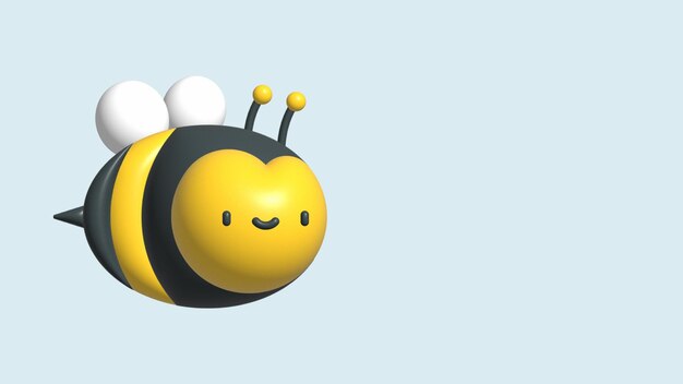 Foto una abeja linda en el estilo de dibujos animados ilustración de renderización 3d