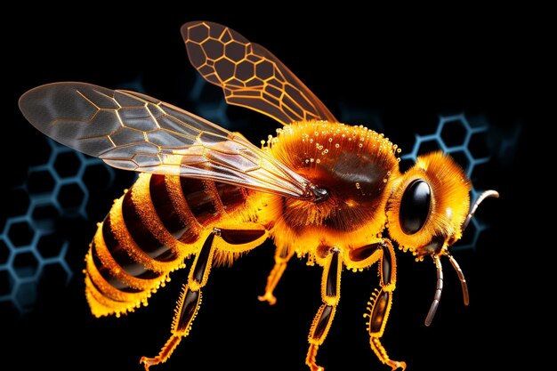 Foto abeja de miel creada con tecnología