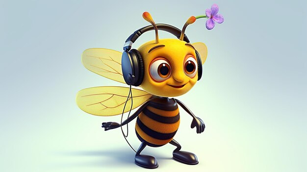 Foto abeja de miel de dibujos animados