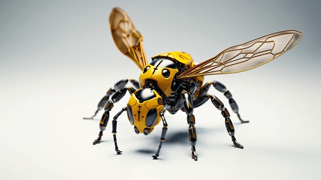 abeja o avispa robot insecto robótico aislado sobre un fondo blanco
