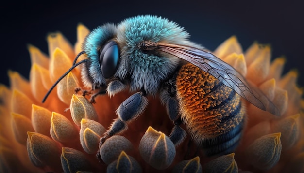 Abeja ocupada en fotografía macro