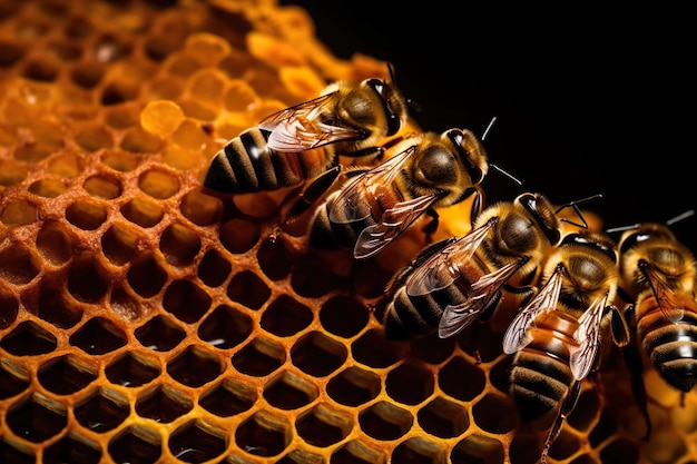 Abeja en un panal día mundial de la abeja fondo generativo ai