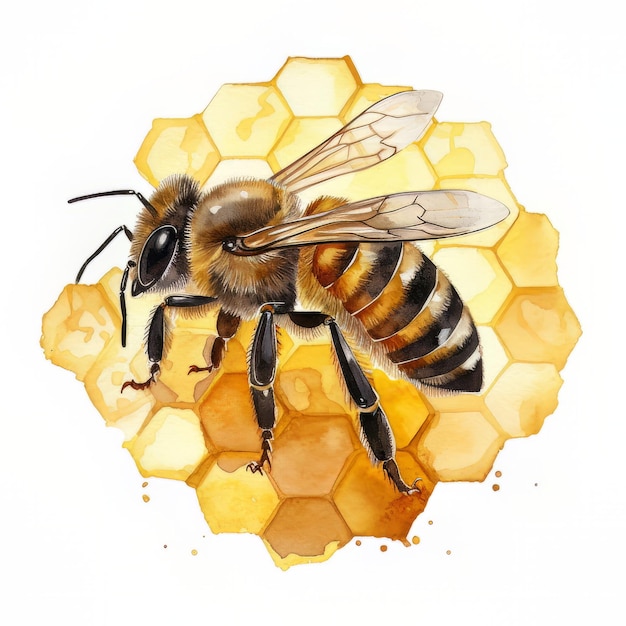 Una abeja en un panal con la palabra abeja