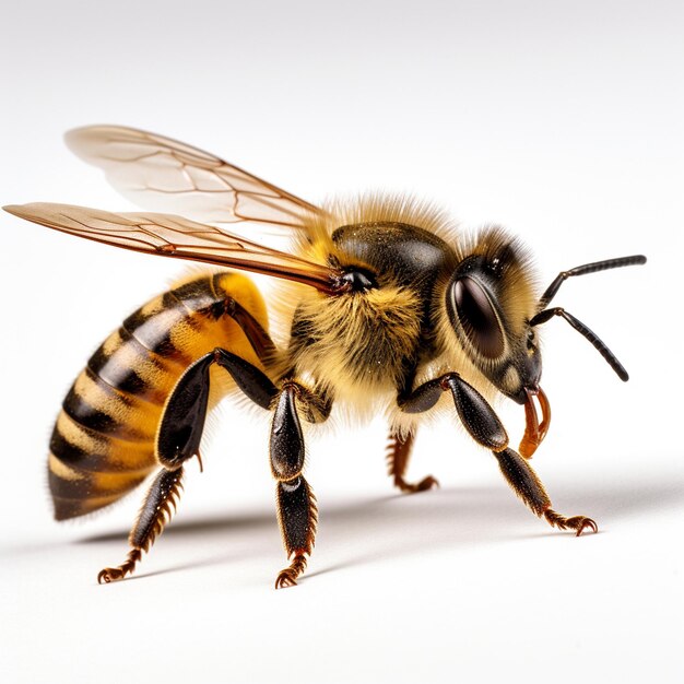 una abeja con un pico amarillo y un fondo blanco y negro