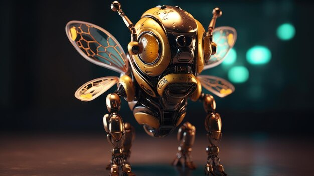 Abeja robot Abeja artificial creada con IA generativa