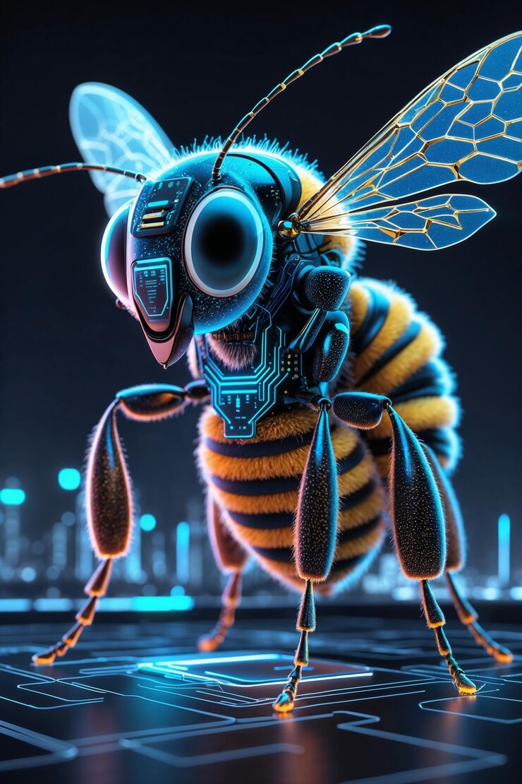 La abeja robot es una abeja cibernética futurista.