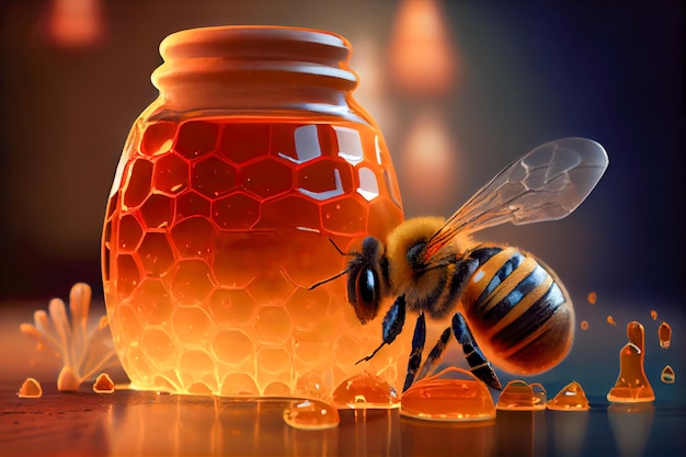 Abeja con tarro de miel IA generativa IA generativa