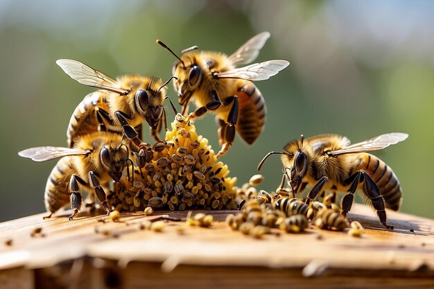 Las abejas se comunican en la parte superior de una colmena abierta