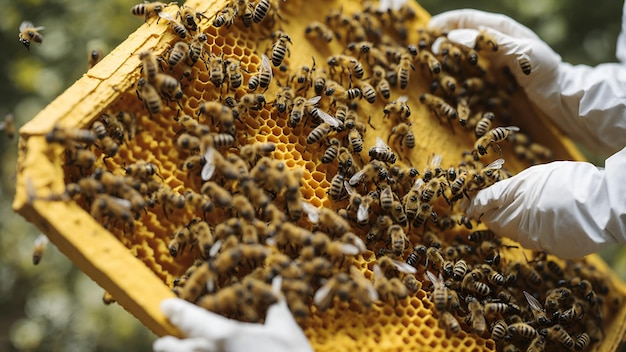 las abejas están en un panal