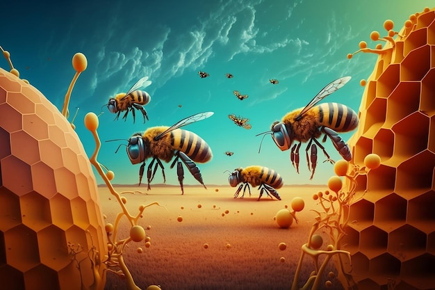 Abejas y miel IA generativa