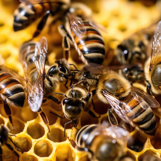 Las abejas y la producción de miel de cerca