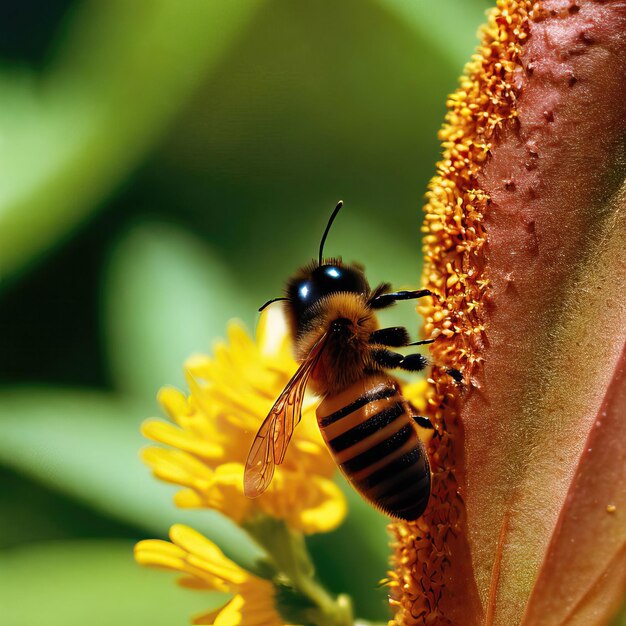 Las abejas recogen el néctar