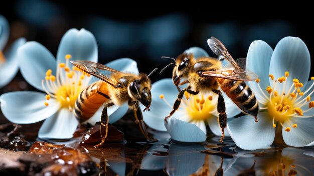 Las abejas recogen el polen Typhina Rhus azul HD fondo de pantalla de escritorio de pantalla de fondo