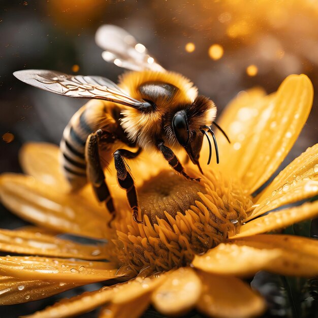 El abejorro en una flor amarilla