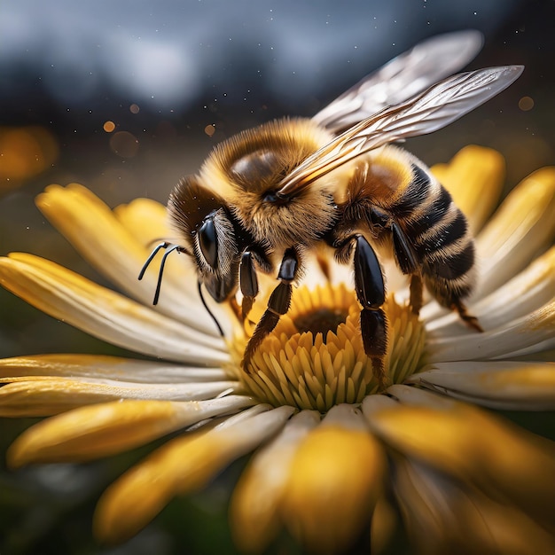 El abejorro en una flor amarilla