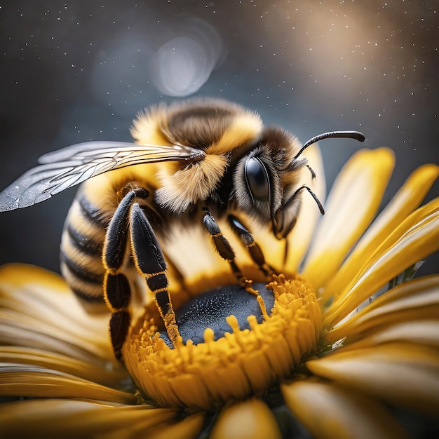 El abejorro en una flor amarilla