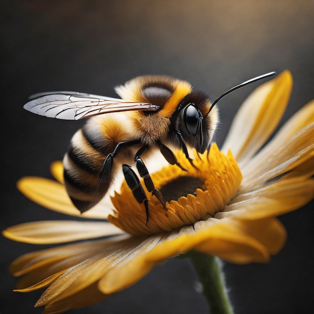 El abejorro en una flor amarilla