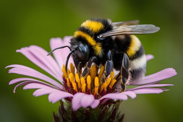 Un abejorro en una flor de verano