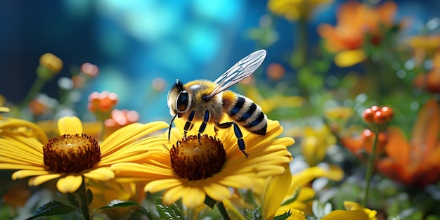 Abelha de floração de verão Generativa Ai