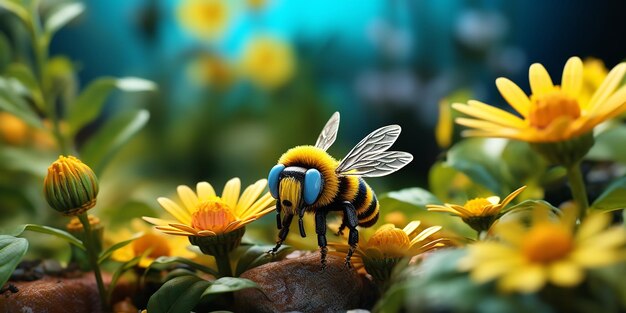 Abelha de floração de verão Generativa Ai