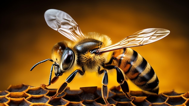Abelha e mel de perto vista da natureza inseto Ai gerado
