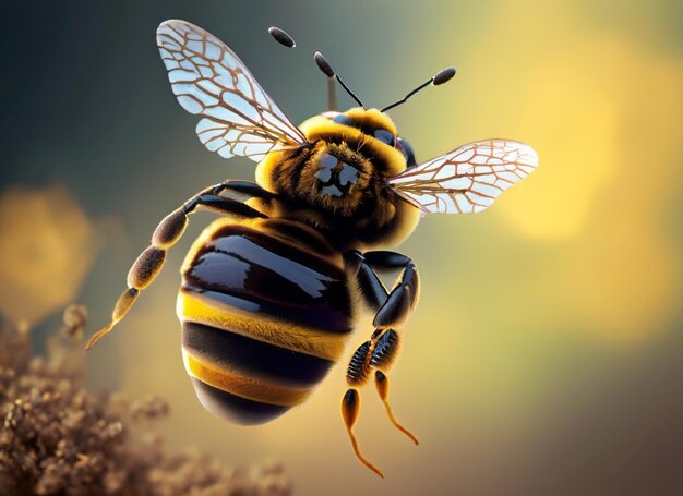 abelha impressionante está voando macro incrível polinizador generativo ai
