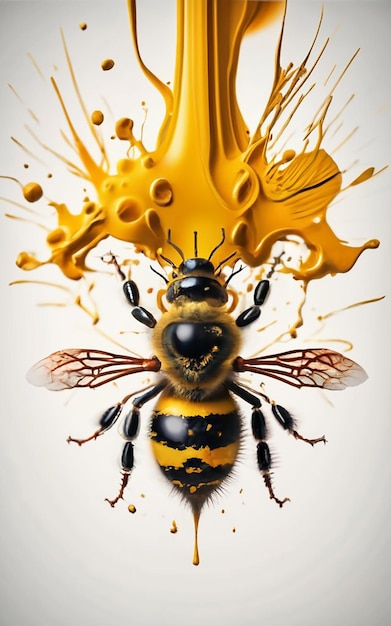 Foto abelha minimalista de tinta amarela