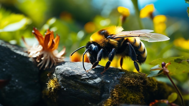 Abelha na flor Belos extremos