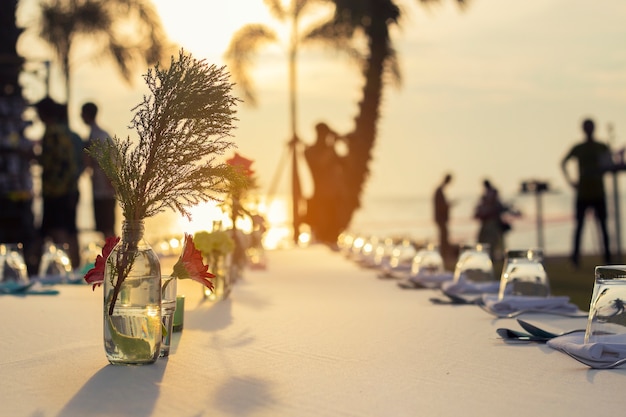 Foto abendessen am strand