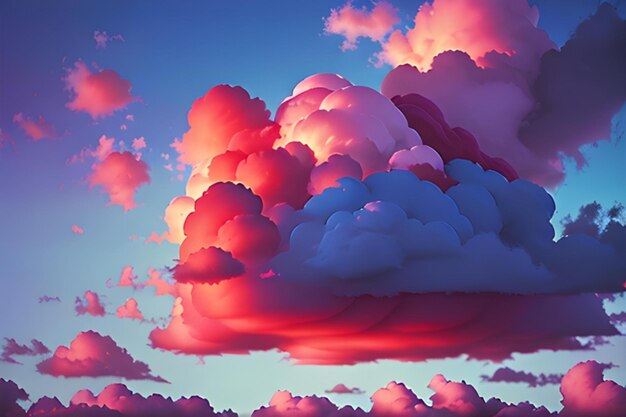 Abendsonnenuntergang mit roten Wolken