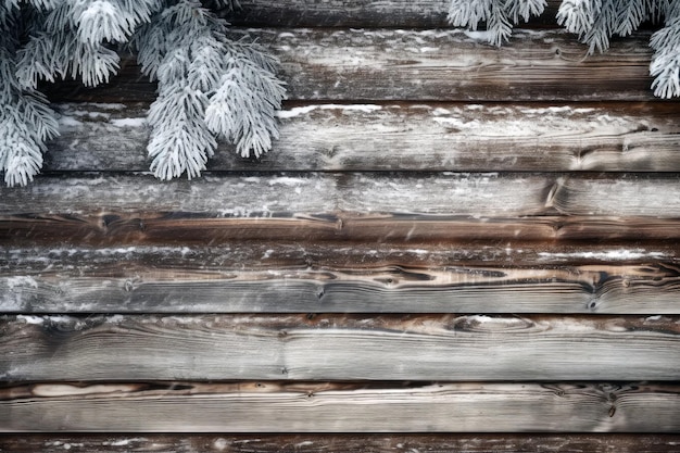 Foto el abeto cubierto de nieve añade encanto a la textura de la madera antigua