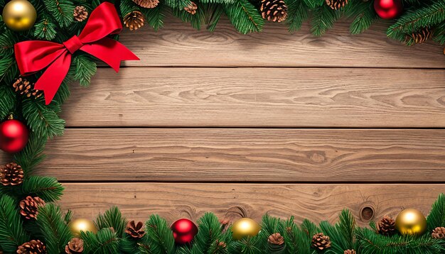 Abeto de Navidad sobre fondo de madera