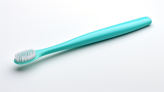 Abgebildet ist eine Zahnbürste mit blauem Griff.
